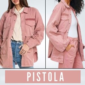 NEW Pistola Women’s Briana Clay Pink Cotton Utility Oversized Shacket Size XS